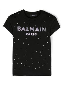 Balmain Kids t-shirt à logo strassé - Noir