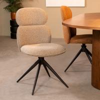 LABEL51 Eetkamerstoel Finn - Mushroom - Royal Boucle - Zwart Metalen Frame