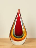 Glazen druppel met rode kern, 18 cm - thumbnail