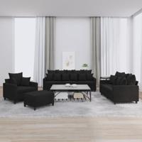 4-delige Loungeset met kussens fluweel zwart 4-delige Loungeset met kussens fluweel zwart
