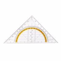 Stylex Geodriehoek - Voordeelset van 4x stuks - met liniaal en gradenboog - kunststof - 14 x 9 cm -