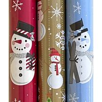 Sneeuwman Assortiment Kerstpapier Inpakpapier Cadeaupapier - 2 meter x 70 cm - 65 Rollen - thumbnail