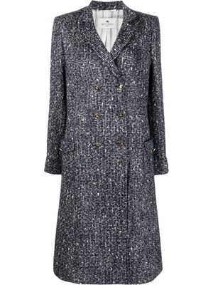 ETRO manteau en tweed à boutons Pegaso - Bleu