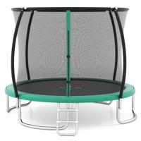 Buiten Trampoline met Ladder Ronde Tuintrampoline met Veiligheidsnet Randbedekking & Metalen Frame Ø305cm Groen