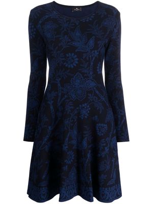 ETRO robe courte à fleurs en jacquard - Bleu