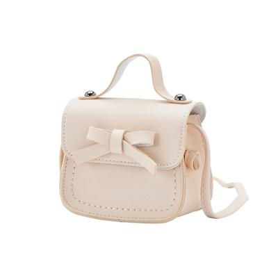 Bowknot PU lederen mini baby meisjes casual Messenger tas Coin Purse kinderen kleine Clutch Bags eenvoudige Schoudertas (beige)