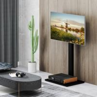 Vloer-tv-Standaard voor 32-70" TV's tot 50 kg in Hoogte Verstelbare TV-Standaard met AV-Plank Max. VESA 600 x 400 mm Zwart
