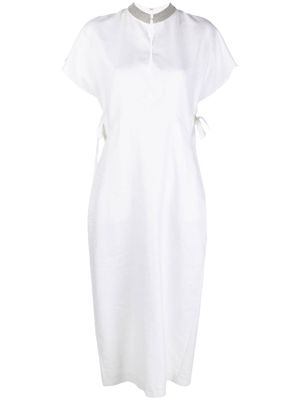 Fabiana Filippi robe mi-longue à ornements de perles - Blanc