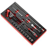 Facom Module van foam met ratel met vergrendeling 1/4" en doppen in inches - MODM.RL2U