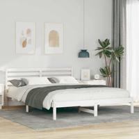 Bedframe met hoofdeinde Wit 160 x 210 cm Massief grenenhout