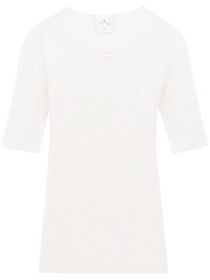 Courrèges pull nervuré à logo appliqué - Blanc