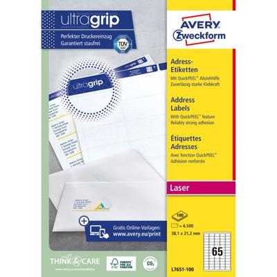 Etiket Avery L7651-100 38.1x21.2mm wit 6500 etiketten | 5 stuks Etiket Avery L7651-100 38.1x21.2mm wit 6500 etiketten | 5 stuks