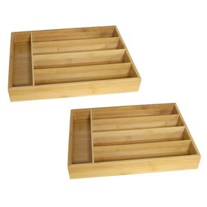 Set van 2x stuks bestekbakken bamboe hout 26 x 36 cm