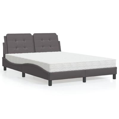 Bed met matras kunstleer grijs 140x200 cm