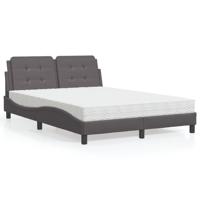 Bed met matras kunstleer grijs 140x200 cm