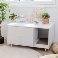 Kattenhuisje Verborgen Katten Toiletruimte met Tussenschot Kattenhuisje met Dubbele Deuren Decoratief Kattenhuisje Wit