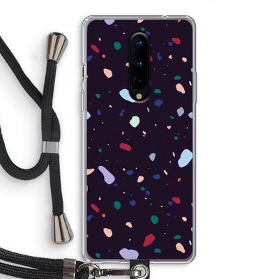 Dark Rounded Terrazzo: OnePlus 8 Transparant Hoesje met koord