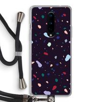 Dark Rounded Terrazzo: OnePlus 8 Transparant Hoesje met koord