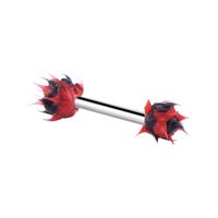 Staafje met Spikey balletjes Chirurgisch staal 316L / Silicone Barbells