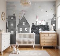 Konijntjes 's nachts fotobehang babykamer