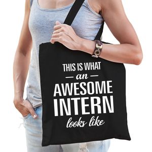 Zwart cadeau tas awesome intern / geweldige stagiair voor dames en heren - Feest Boodschappentassen