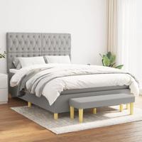Boxspring met matras stof lichtgrijs 140x190 cm