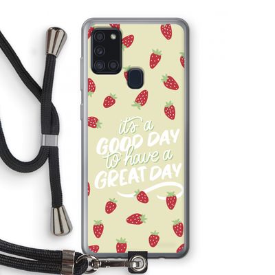 Don't forget to have a great day: Samsung Galaxy A21s Transparant Hoesje met koord