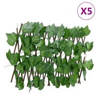 VidaXL Kunstplant druivenblad latwerk 5 st uittrekbaar 180x20 cm groen