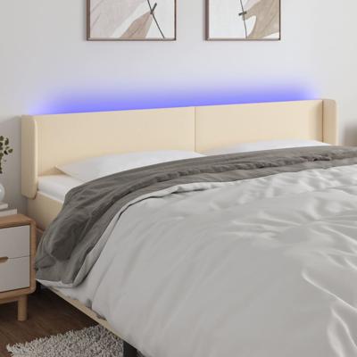 Hoofdbord LED 183x16x78/88 cm stof crèmekleurig