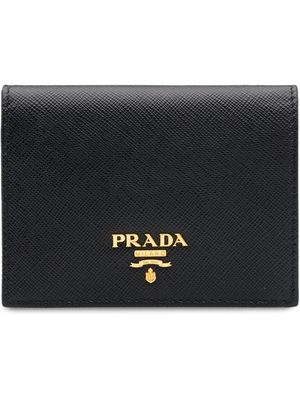 Prada portefeuille pliant à plaque logo - Noir