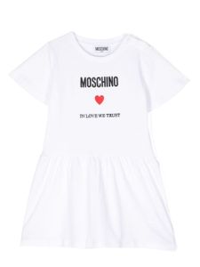 Moschino Kids robe en coton à logo brodé - Blanc