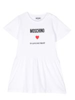 Moschino Kids robe en coton à logo brodé - Blanc - thumbnail