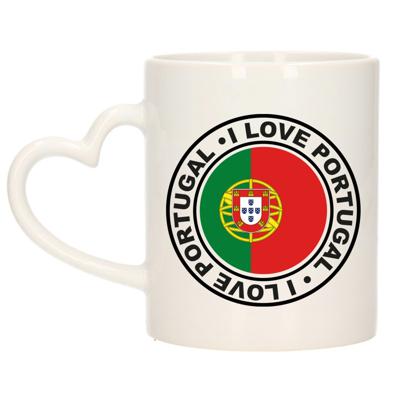 Cadeau koffiemok Portugal - vlag - I love - 300 ml - keramiek - landen thema - support