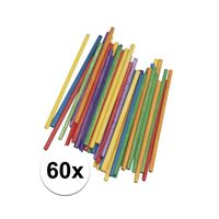 60x stuks gekleurde knutselhoutjes van 10 x 0,4 cm - thumbnail