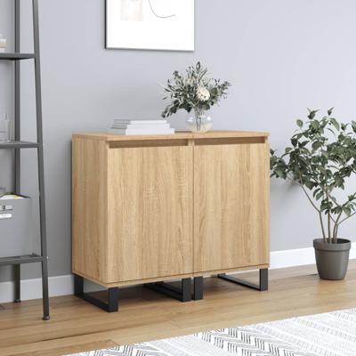 Dressoirs 2 st 40x35x70 cm bewerkt hout sonoma eikenkleurig
