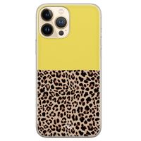 iPhone 13 Pro Max siliconen hoesje - Luipaard geel - thumbnail