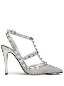 Valentino Garavani escarpins Rockstud 100 mm à ornements en cristal - Argent