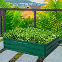 Hoge Bed Staal Rechthoekige Plantenbak Verhoogd Tuinbed Vroegbed voor Groenten Bloemen Kruiden Groen 120 x 90 x 30,5 cm