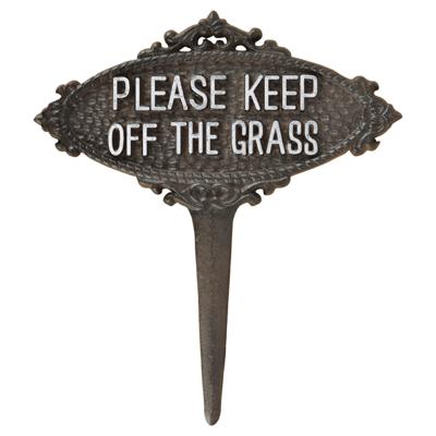 Esschert Design grasveld/gazon bordje - niet op het gras - gietijzer - 21 x 23 cm