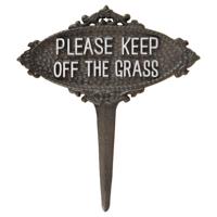 Esschert Design grasveld/gazon bordje - niet op het gras - gietijzer - 21 x 23 cm