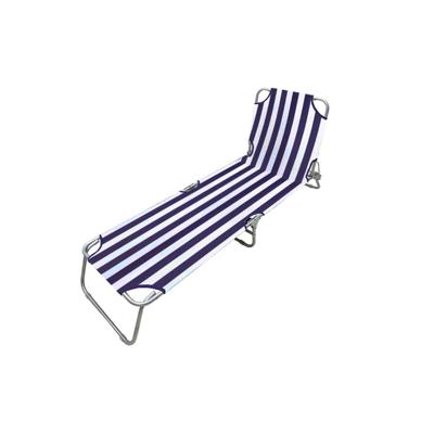 Marbueno Ligstoel Opvouwbaar Staal Strepen Blauw en Wit Strand en Zwembad 187x55x24 cm 10020