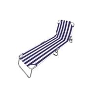 Marbueno Ligstoel Opvouwbaar Staal Strepen Blauw en Wit Strand en Zwembad 187x55x24 cm 10020