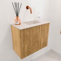 Toiletmeubel Mondiaz Joya Dlux | 50 cm | Meubelkleur Oak | Faye wastafel Meli Wasbak Rechts | Zonder kraangat(en)