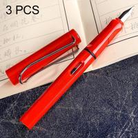 3 PC's School Office Extra fijn Titanium legering Nib transparante zuiger fontein Pen(Red) willekeurige levering (0.5mm/0.38mm Nib)