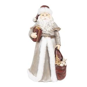 Clayre & Eef Beeld Kerstman 31 cm Grijs Polyresin Kerstfiguren