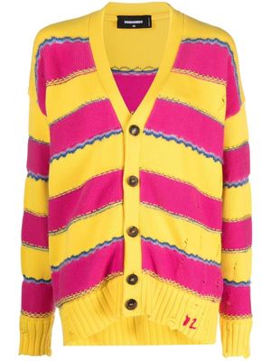 DSQUARED2 cardigan rayé à col v - Rose