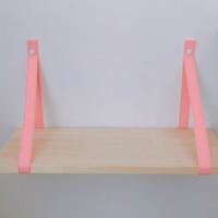 Simple Pine Felt Handger Creative Color Strip Single Layer Wood Shelf Rack(Pink )
