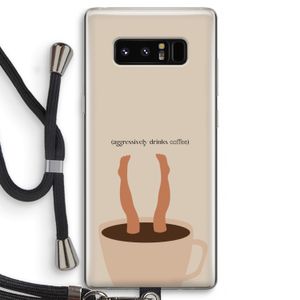 Aggressively drinks coffee: Samsung Galaxy Note 8 Transparant Hoesje met koord
