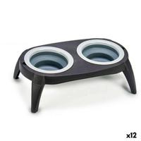 Dierenvoederbak Mascow Zwart Siliconen Plastic Opvouwbaar 9 x 39 x 9 cm (12 Stuks)