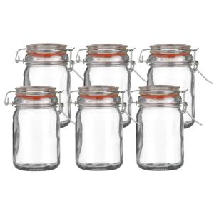 Weckpot/inmaakpot - 6x - 250 ml - glas - met beugelsluiting - D7 x H12 cm